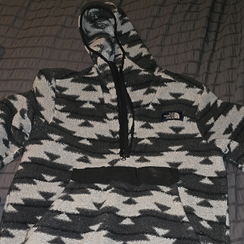 The North Face Black and Grey Fleece Hoodie pullover